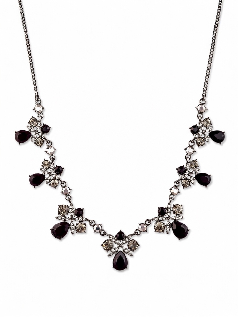 Givenchy Crystal Frontal Necklace in Black and Silver.